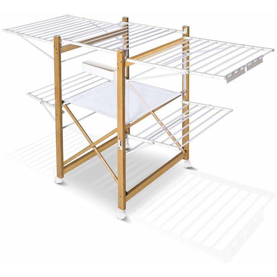 Sechoir a linge etendoir deluxe pliable Grande capacite sechage style bois blanc