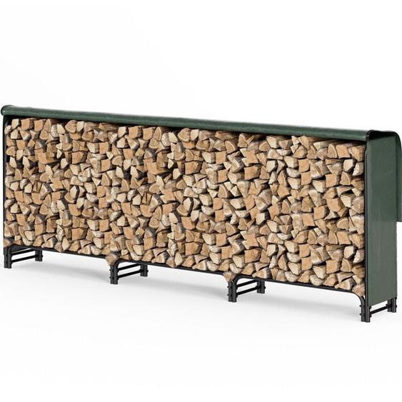 Vounot - Serre bûche avec housse de protection 300 x 40 x 115 cm - anti-rouille, usage intérieur et extérieur