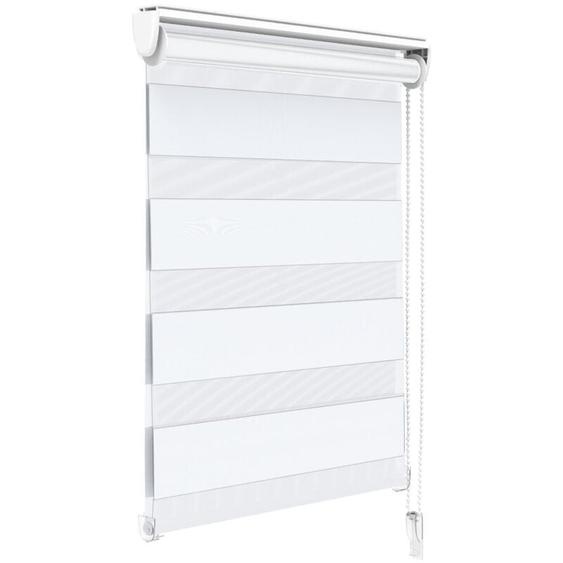 Vounot - Store enrouleur jour/nuit zébré - 80 x 150 cm - Blanc - Sans perçage ou avec