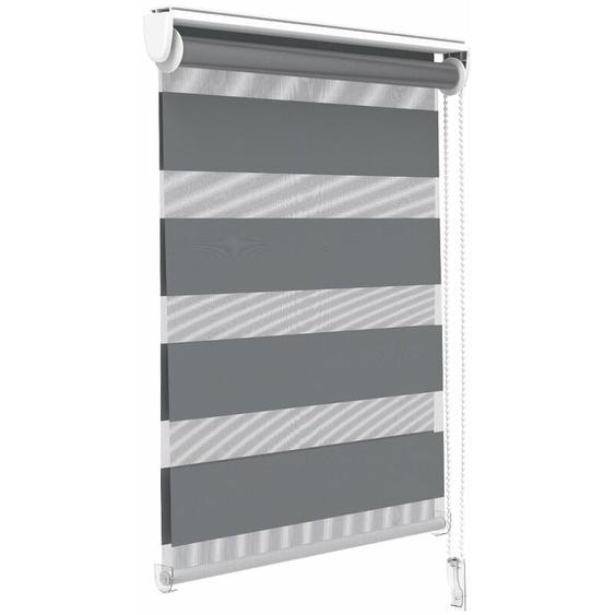 Vounot - Store enrouleur jour/nuit zébré - 80 x 150 cm - Gris - Sans perçage ou avec