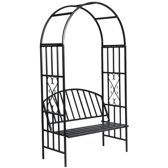 Voûte à roses de jardin avec banc