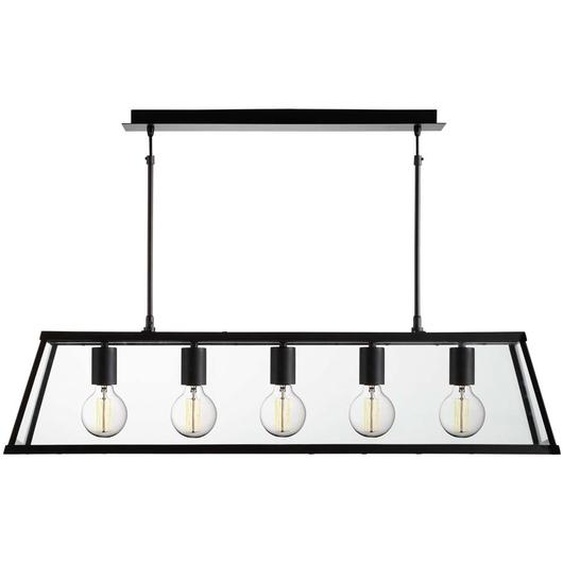 Voyager Lampe suspendue 5 flammes 90cm noir mat verre