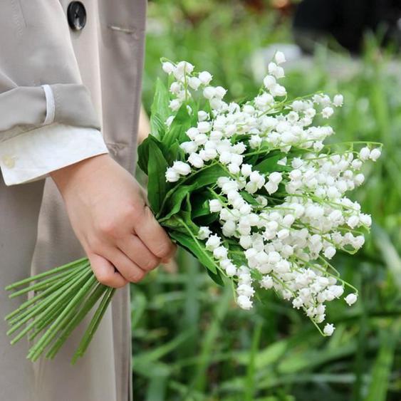 Vvikizy Fleurs artificielles de muguet Lys artificiel de la vallée, 6 pièces, fausse fleur de Simulation élevée deco decoratifs