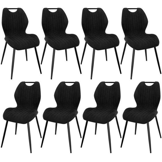 WAFTING Lot de 8 Chaises de Salle à Manger, Chaise de Cuisine, Chaise de salon, Dossier en Tissu et Pieds en Métal, Noir