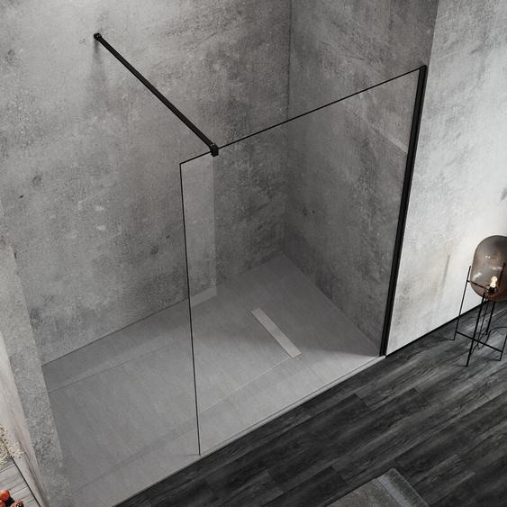 Walk in Parois de douche Paroi de douche nano 10mm Verre de sécurité clair Cadre en aluminium noir 90x200cm - Sonni