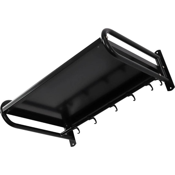 Wandregal pour cuisine - Support pour micro-ondes - Métal, capacité de charge de 30 kg, 6 crochets, étagère gain de place pour four et micro-ondes - Noir