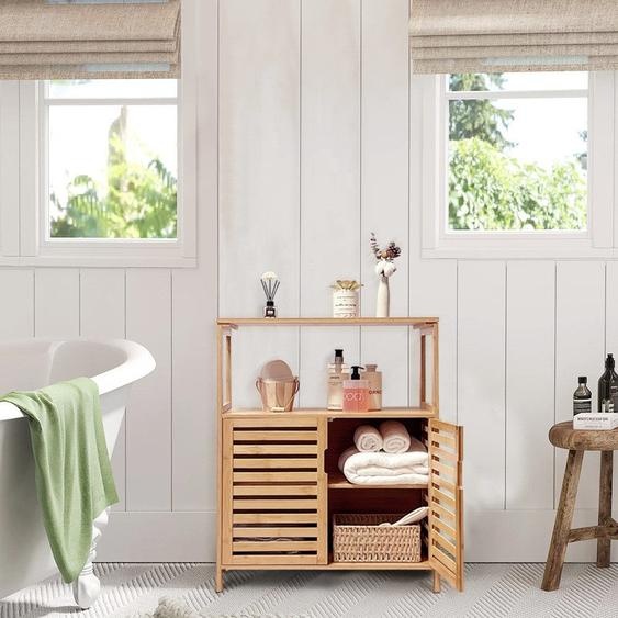 WAOHO armoires de salle de bain en bambou,étagère salle de bain,sideboard salon,sideboard, étagère salle de bain debout,armoire cuisine, étagère salle de bain debout 65X87X33cm