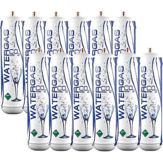 Watergas Co2 bouteille cylindrique jetable 600 gr E290 raccord gaz carbonique 11x1 M pour fontaines à eau, groupes frigorifiques et fontaines deau potable, 12 pièces