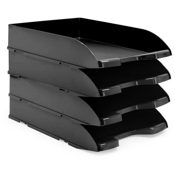 Corbeilles à Courrier A4 Plastique Opaque Noir - WAYTEX - Pack de 4