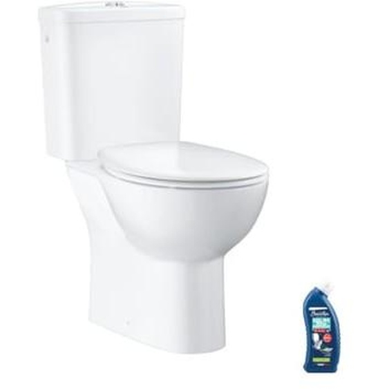 WC à poser sans bride Bau Ceramic Quickfix avec abattant frein de chute declipsable + nettoyant Briochin