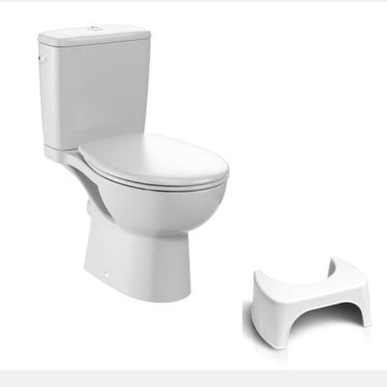 WC à poser sans bride Gaspard + Tabouret physiologique blanc