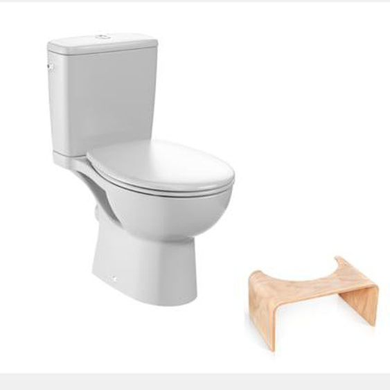 WC à poser sans bride Gaspard + Tabouret physiologique bois