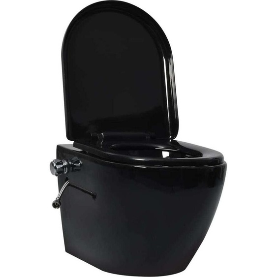 WC suspendu sans bord de chasse avec fonction bidet Céramique noire