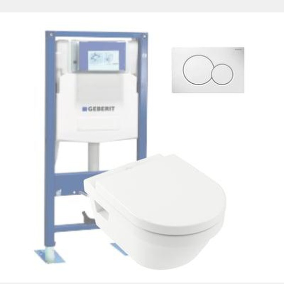 WC suspendu sans bride  Architectura + abattant + Bati support + plaque de commande