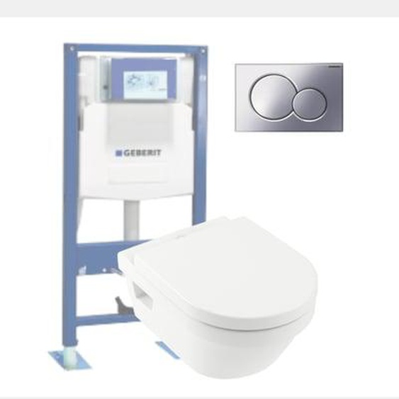 WC suspendu sans bride  Architectura + abattant + Bati support + plaque de commande