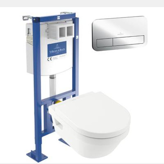 WC suspendu sans bride  Architectura + abattant + Bâti-support ViConnect + Plaque de commande