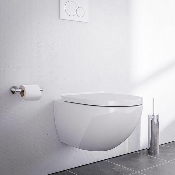 Wc suspendu sans rebord E-9030, abattant avec mécanisme de fermeture douce, couleur au choixBlanc brillant - Bernstein
