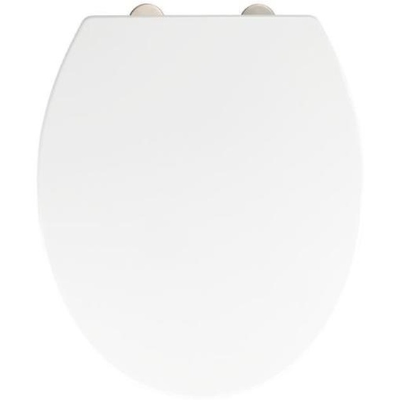 WENKO Abattant WC avec frein de chute easy close Bironi Premium, fixation inox fix clip, Duroplastique, surface antibactérienne