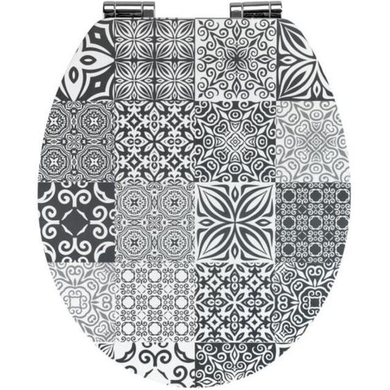 Abattant WC - WENKO - Portugal - MDF - 37,5x44 cm - Gris avec frein de chute