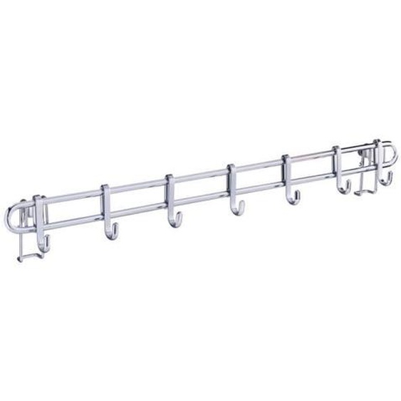 WENKO Barre de crédence cuisine Style porte ustensiles de cuisine mural avec 7 crochets en acier inox, Métal, 60x6,5x3 cm, Argent