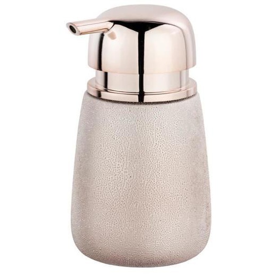 WENKO Distributeur Savon Liquide Glimma, Capacité 330 ml, céramique effet paillette, 9,5x15x8,5 cm, cuivré