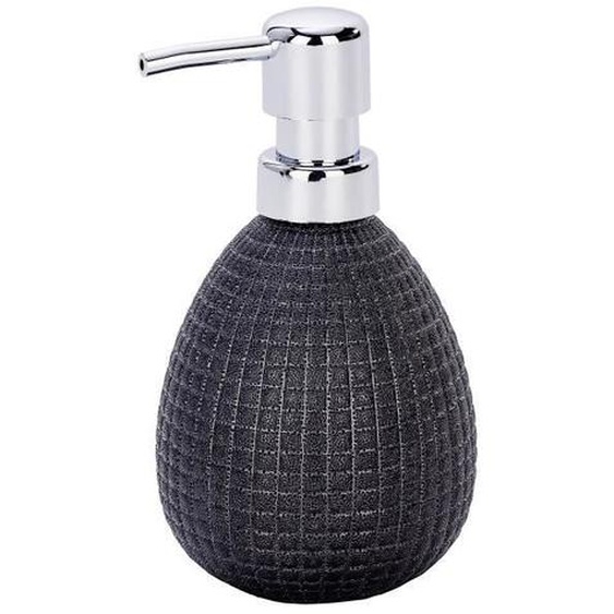 WENKO Distributeur savon liquide, porte savon liquide Polaris Jet, Capacité 390 ml, céramique, 9,5x16x9 cm, anthracite
