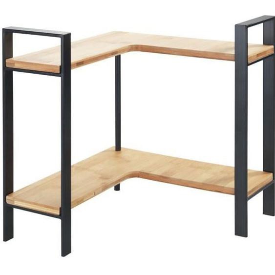 WENKO Etagère à épices LOU, Etagère dAngle de Cuisine à 2 Niveaux, Meuble Rangement Style Industriel, 32x33x30cm, Métal et Bambou
