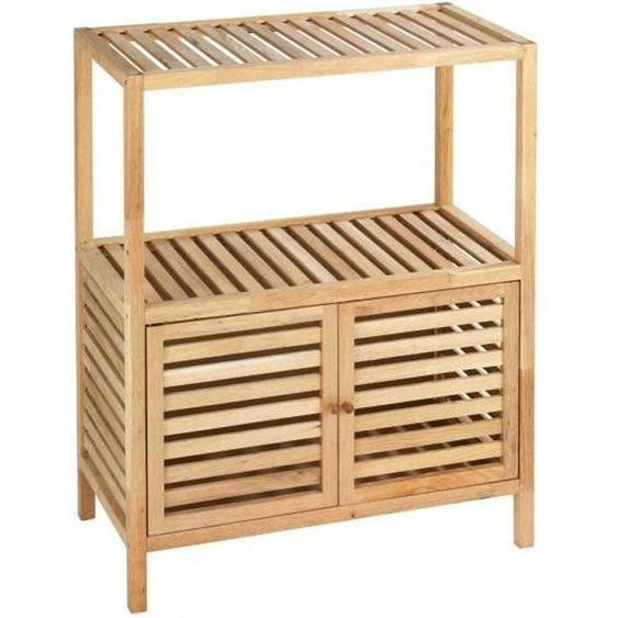 Meuble de Salle de Bain - WENKO - NORWAY - Bois de Noyer - 2 Portes - 3 Étagères - 67,5 x 35,5 x 86 cm