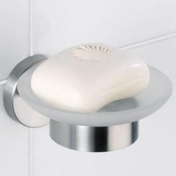 Porte savon - WENKO - Bosio - Acier inox - Verre amovible - 11x5,5x13 cm