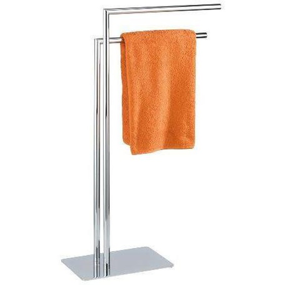 WENKO Porte-serviette salle de bain sur pied, 2 barres porte serviette, Recco, Acier, 48x80,5x20 cm, Chromé