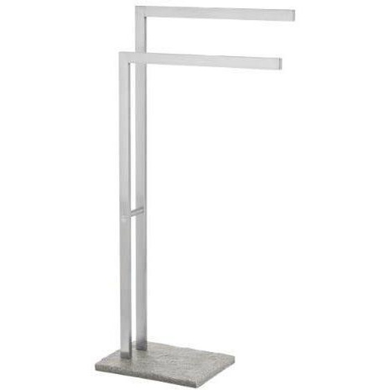 WENKO Porte serviettes salle de bain sur pied, 2 barres porte serviette, Granit, base polyrésine effet granit - acier inox, mat