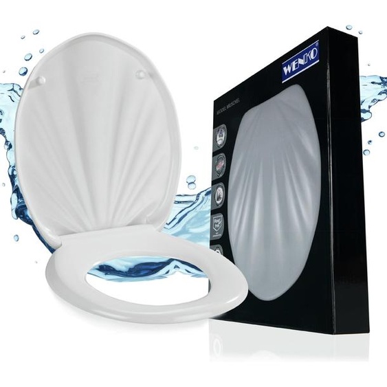 WENKO Premium SIÈGE WC MUSCHEL Toilettes lunettes Couvercle WC Automatique Salle de bain