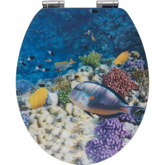WENKO Siège de WC Poissons Effet 3D Couvercle de WC Siège de WC à fermeture automatique Salle de bain WC