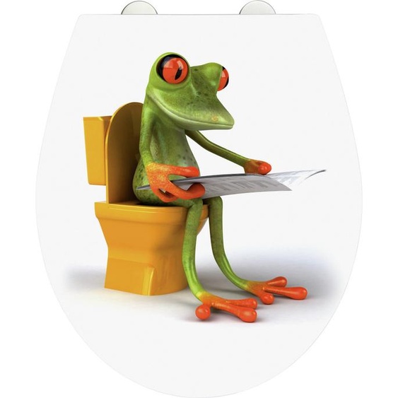 WENKO Siège WC Couvercle WC FROG NEWS Abaissement automatique Grenouille Salle de bain Acrylique