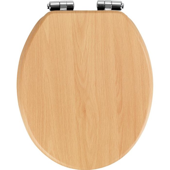 WENKO SIÈGE WC HÊTRE NATURE Abaissement automatique lunettes Couvercle WC MDF Design