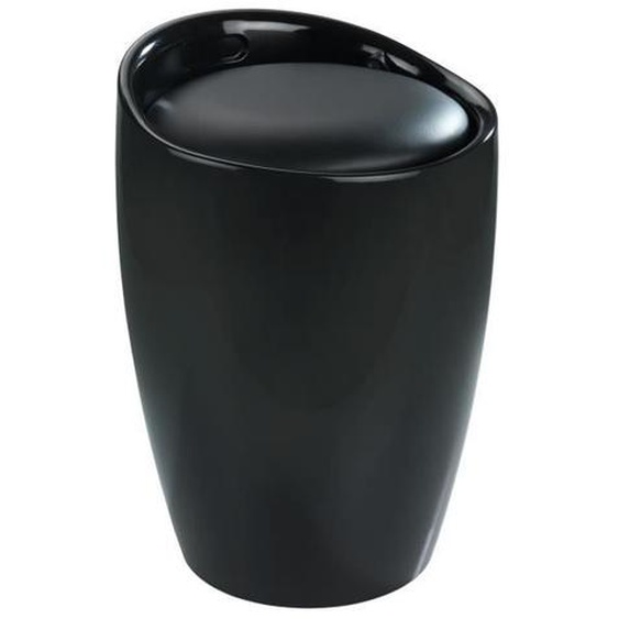 WENKO Tabouret Panier à linge, coffre à linge et tabouret salle de bain Candy, coussin amovible, Plastique, 20 litres, Noir