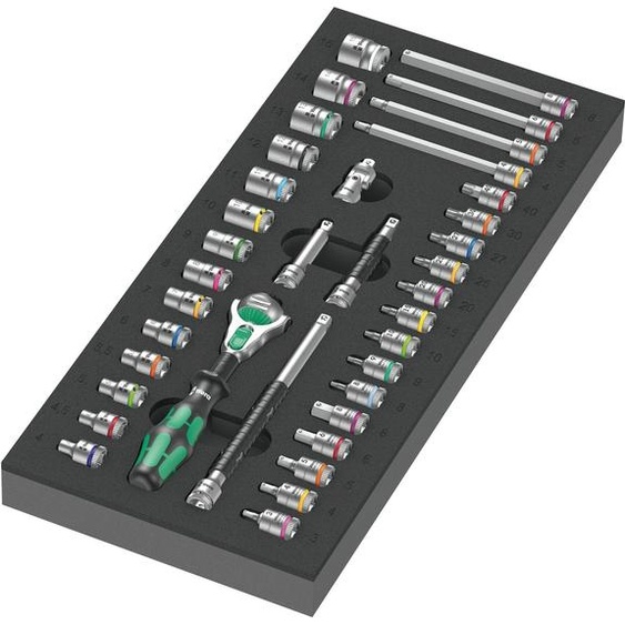 Wera 9720 Garniture en mousse 8000 A Clé à cliquet Zyklop 1/4 set 1, 37 pièces