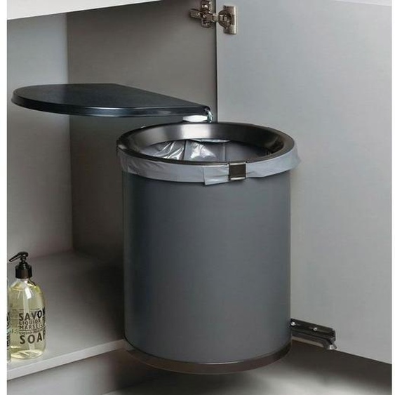 Poubelle sous évier pivotante - ouverture automatique 30 l - Amortisseur : Sans - Contenance : 30 l - Décor : Anthracite / Noir - Diamètre intérieur