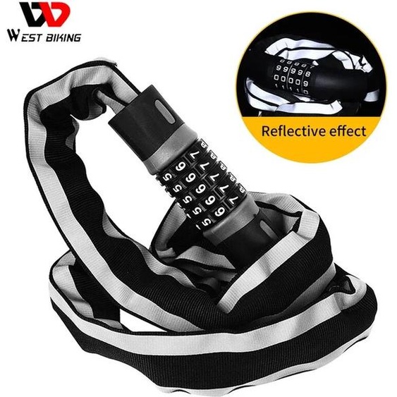 WEST BIKING 5 Code antivol vélo mot de passe chaîne serrure en acier allié ABS moto Scooter vtt vélo de route accessoires serrure de porte