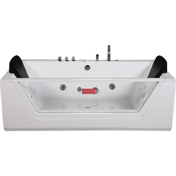 Whirlpool Indoor Spa Baignoire à hydromassage LUGANO blanche 185x90x62 cm Jets de massage LED Baignoire à hydromassage Home Spa Equipement de salle de bains 2 personnes