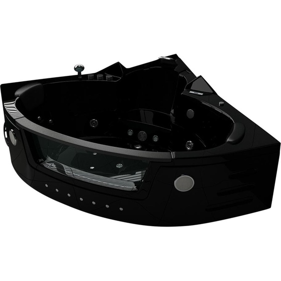 Whirlpool Indoor Spa Baignoire dangle VILLA CARLOTTA noir 1530 x 1530 mm Buses de massage LED Chauffage Home Spa Baignoire à remous 2 personnes