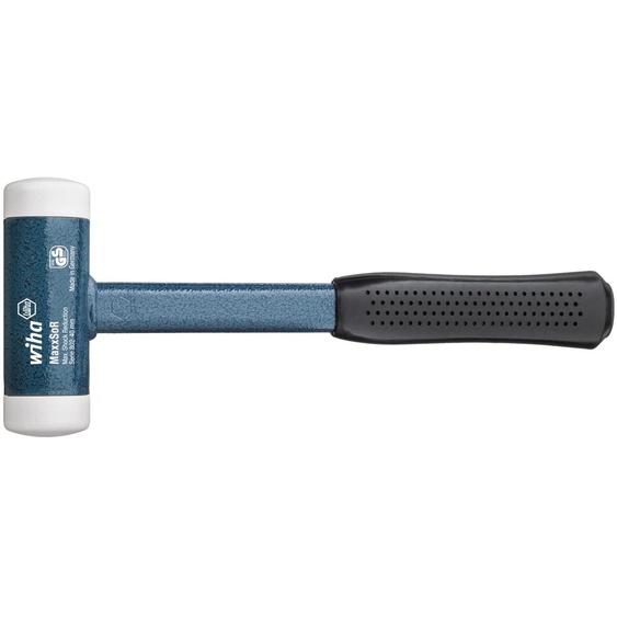 Wiha Marteau de protection sans rebond, très dur, avec manche en tube dacier, tête de frappe ronde (39017) 30 mm