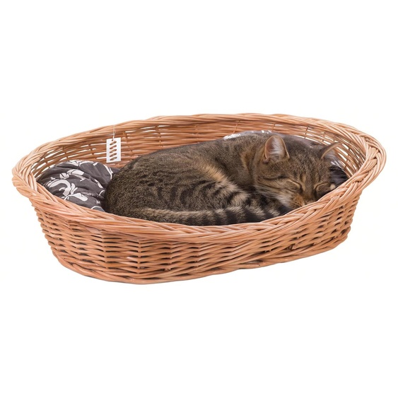 Wiklinowy wiat - Panier en osier pour chien et chat, panier en osier pour animaux de compagnie - Naturellement chaud, respirant et élégant - Différentes tailles : 58 x 42 x 15 cm - Marron avec motif à volutes