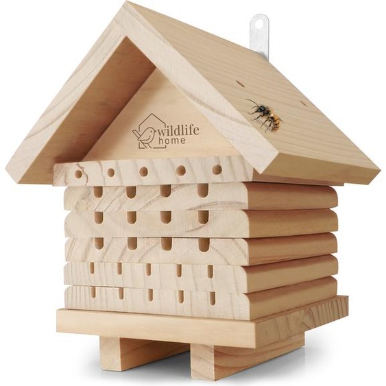 WILDLIFE HOME Hôtel pour abeilles en bois naturel I Hôtel pour insectes, ruches, aide à la nidification Abri pour abeilles sauvages, abeilles I Hôtel pour abeilles sauvages pour jardin & balcon