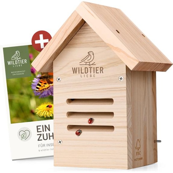 wildtier liebe Hôtel pour coccinelles, maison pour coccinelles - Résistant aux intempéries & non traité en bois massif I Hôtel pour insectes à suspendre I Nichoir, abri pour coccinelles pour jardin, balcon