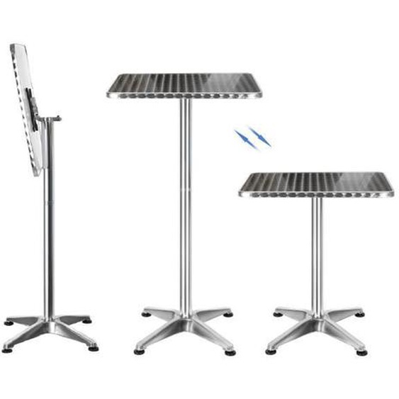 Willonin® Mange debout en aluminium 60x60 cm, 2 en 1 Table de bar Bistro, Table haute avec hauteur réglable 70-110 cm pour jardin