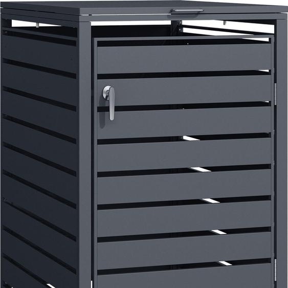 Wiltec Abri de poubelle – 730 x 980 x 1160 mm – pour une poubelle de 60 à 240 L – Couleur anthracite – en Acier – avec Couvercle à carnière – Range Coffre poubelle verrouillable