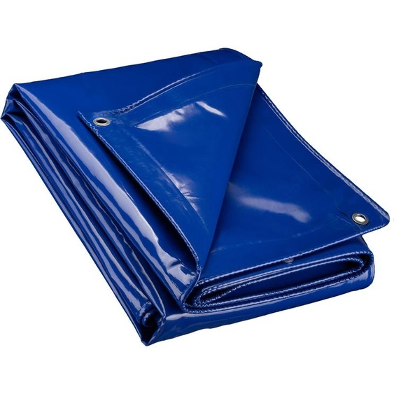 Wiltec Bâche de camion 5 x 8 m 650 g/m² Bleue Polyester Revêtement PVC illets inox 100 cm Haute protection Vol UV Intempéries Moisissure Étanche Solide Sécurité routière