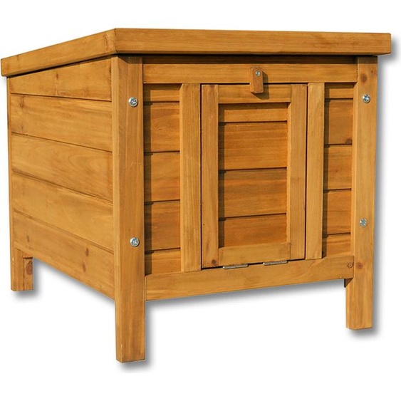 Wiltec Cabane pour Chat 420x515x430 mm en Bois d’Épicéa, Abri pour Petits Animaux avec Toit Ouvrable et Revêtement Bitumé, Niche Extérieure pour Jardin / Balcon