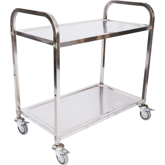 Wiltec Chariot de service – 940 x 560 x 940 mm – Acier affiné – 2 Étagères – Jusqu’à 150kg – Desserte Table servante mobile avec frein